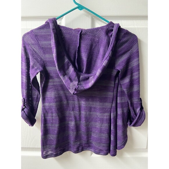 Sugar Tart Top Girls M Purple and Green Layered Tunic Hooded Top - Picture 4 of 5